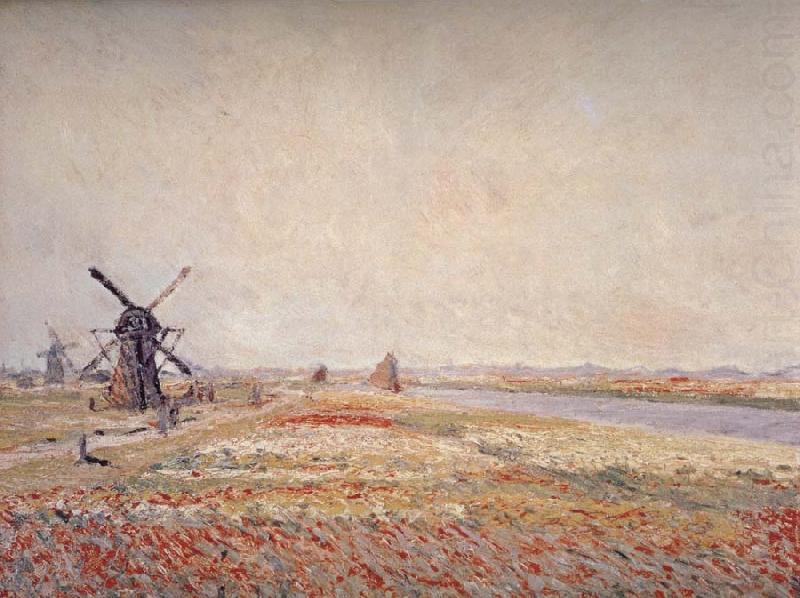 Field of Flowers and Windmills Near Leiden, Claude Monet